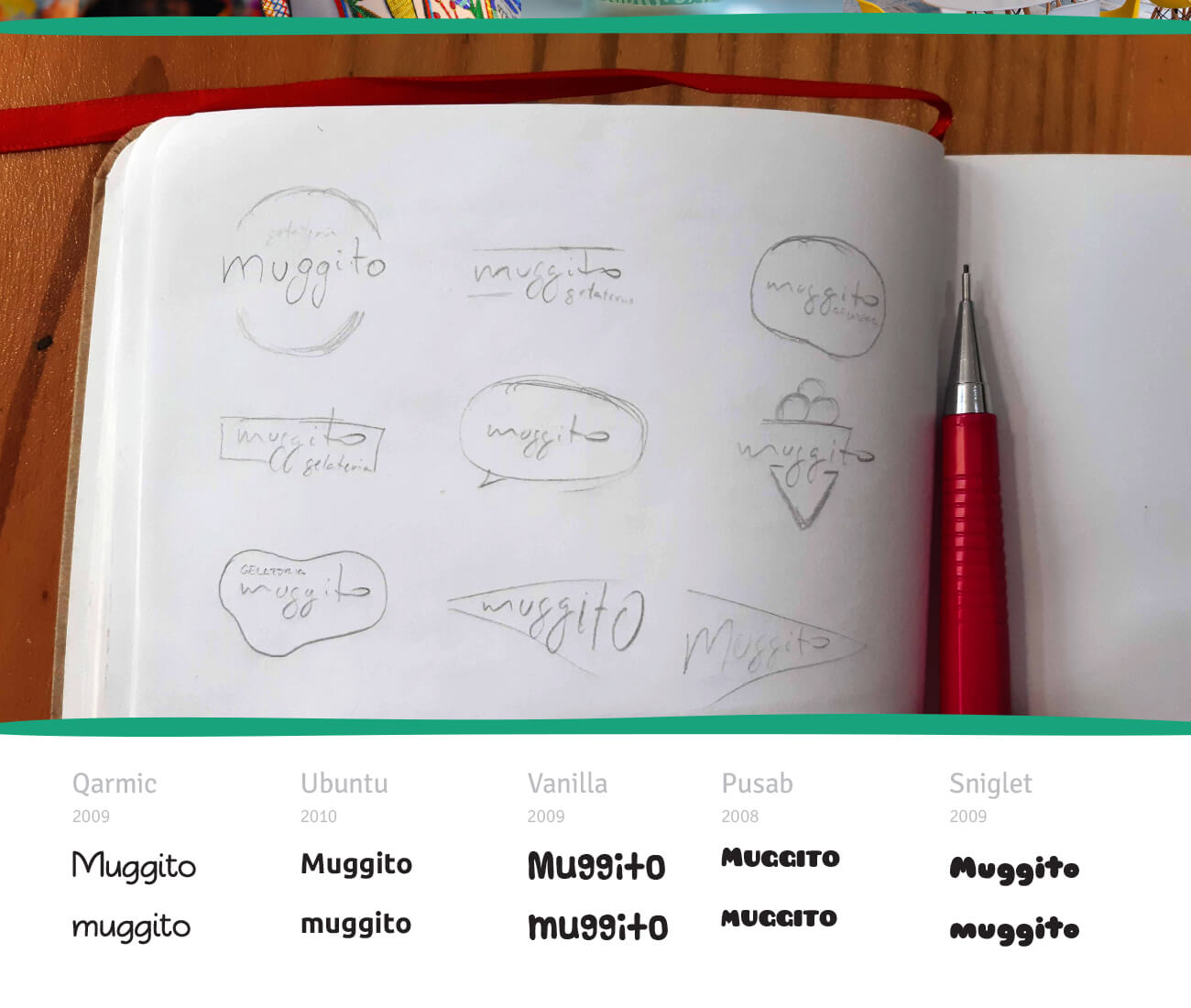 rascunhos do logotipo muggito